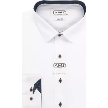 Pánská košile Pánská slim společenská košile AMJ JDSR 018/46 bílá velikost 42