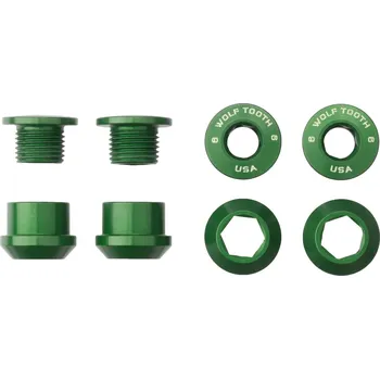 Klika na kolo Wolf Tooth Set 4x Chainring Bolts+Nuts 6 mm - green uni