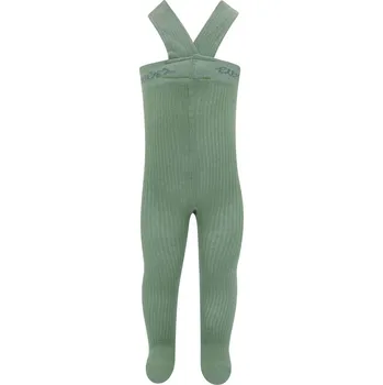 Ewers Strumpfhose Rippe mit Trägern - schilf 68