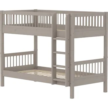 Dětská postel Flexa Bunk bed w. Bars Str. Ladder Greywashed 200x90