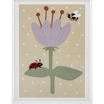 Dekorace do dětského pokoje Bloomingville Numa Illustration w/ Frame, White, Pine