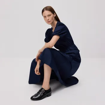 Dámské šaty Reserved - Šaty s balonovými rukávy - tmavomodrá - XV460-59X - XV460-59X-XL