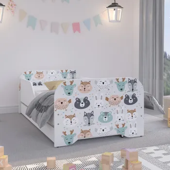 Dětská postel Kouzelná dětská postýlka ráj lesních zvířátek 140 x 70 cm