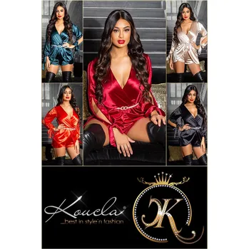 Dámská erotická souprava Sexy kombinéza K9608 Satin Look - Koucla černá uni