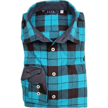 Pánská košile Flanelová košile Nikolas tyrkys kostka velikost 41