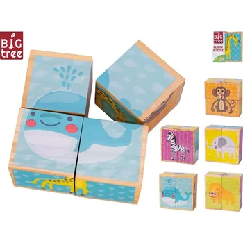 Majjam Big Tree kostky dřevěné 4ks zvířátka 10x10x5cm 24m+