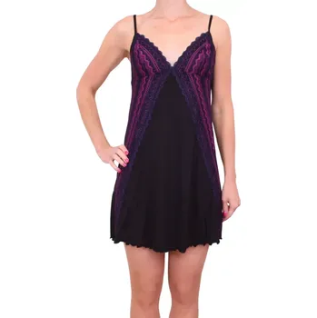 Dámská noční košile Noční svůdná košilka Follia Intimo Mandy černo fuchsia velikost S