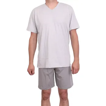 Pánské pyžamo Bavlněné krátké pánské pyžamo Pleas 181698 sv.šedé velikost 3XL