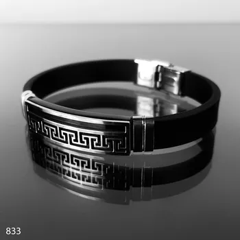 Náramek Pánský náramek z oceli a pryže č. 833