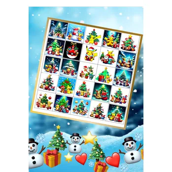 Jedlá dekorace na dort Sada 25 ks čtverečků 4x4 cm, design "Pokémon"- tisk na fondánový list s výřezem