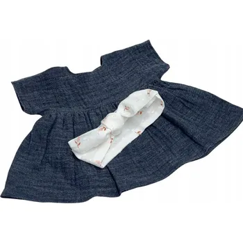 Doplněk pro panenku Šaty tmavě modré a čelenka pro panenku Miniland 38 cm, Minikane 34 cm