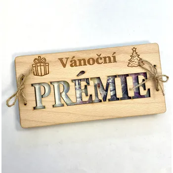 Vánoční PRÉMIE - dřevěné přání na bankovky Nápis: Standard - bez vlastního jména