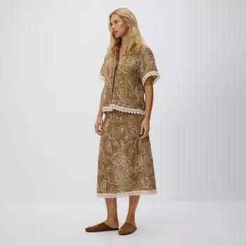 Dámské oblečení Reserved - Sukně s výšivkou - béžová - 940IH-80X - 940IH-80X-M