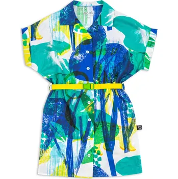 Dívčí šaty Wouki Dětské košilové šaty PAGU - forest blue 140