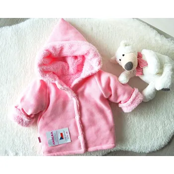 Kojenecká bunda AMÁLKA Zateplený kabátek svetrovina + chlupatka, růžový Velikost: 74-80