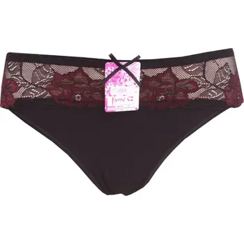 Kalhotky Dámské černé brazilky s bordo krajkou Lucie velikost L-42/44