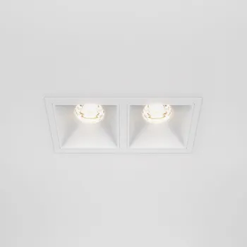 Bodové svítidlo Maytoni Obdélníkové vestavné LED svítidlo Alfa Square Double Barva: Bílá / Bílá, Délka: 126 mm, Teplota chromatičnosti / Stmívání: 3000 Kelvinů / Nestmívatelné DL043-02-10W3K-SQ-W Obdélníkové vestavné LED svítidlo Alfa Square Double