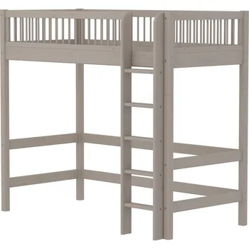 Dětská postel Flexa Highsleeper w. Bars Str. ladder 200x90 Greywash