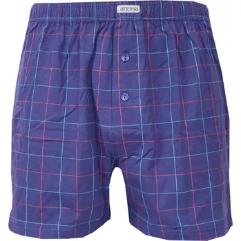 Trenýrky Pánské bavlněné trenky s jemným vzorem kostky Andrie PS 5885 modrá velikost 3XL-62/64