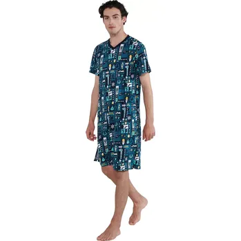 Pánská noční košile Pánská noční košile s krátkým rukávem Vamp 20653 blue velikost L