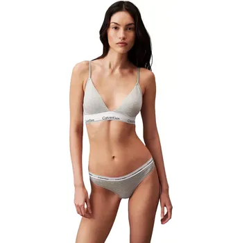 Kalhotky Dámské klasické kalhotky Calvin Klein MODERN LOGO QD5207 šedý melír velikost M-38/40