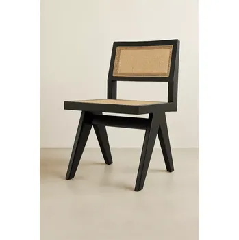 Jídelní židle Eichholtz jídelní židle – černá s ratanovým výpletem