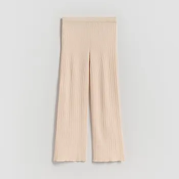 Dívčí svetr Reserved - Žerzejové kalhoty z viskózové směsi - pastelově růžová - 264DB-03X - 264DB-03X-146