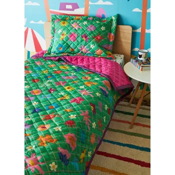 Dětská deka Mooui quilted bedspread grandma s green garden single