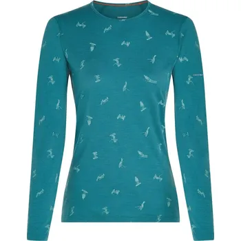 ICEBREAKER Wmns 200 Oasis LS Crewe Ski Day, Topaz/Hydro/Aop (vzorek) velikost: S