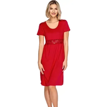 Dámské noční prádlo Krajková dámská noční košile s krátkým rukávem Timo 367836 červená velikost XL