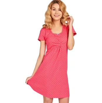 Dámská noční košile Noční košile vhodná i na kojení Muzzy Puntík malinová velikost XL