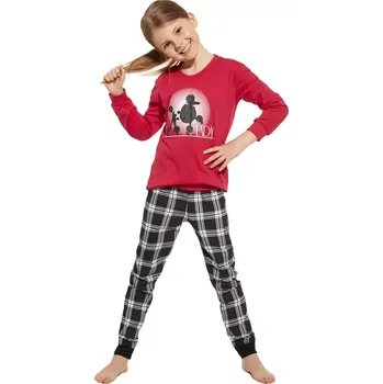 Chlapecké pyžamo Bavlněné dívčí pyžamo Cornette Kids Lady tm.růžové velikost 110/116