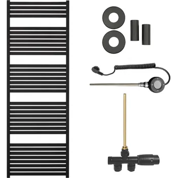 Radiátor CERANO - Koupelnový radiátorový set Vincenzo - kombinované vytápění, wifi tyč - boční jednobodové připojení - 800W - černá matná - 1690x600 mm