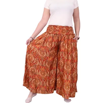 Dámské kalhoty Dámské vzdušné boho kalhoty cihlová velikost M/L