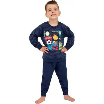 Chlapecké pyžamo Pyžamo pro kluky do manžety Cornette Kids Winner navy velikost 110/116