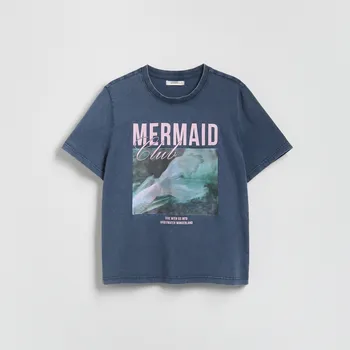 Dámské tričko Reserved - Tričko s potiskem - modrá - 550GA-55X - 550GA-55X-XL