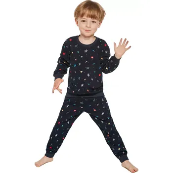 Chlapecké pyžamo Pyžamo pro kluky do manžety Cornette Kids Cosmos navy velikost 98/104