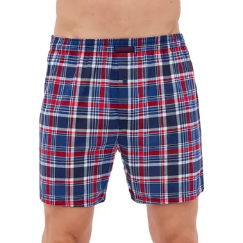 Trenýrky Kostkované trenýrky do podkovy Cornette Comfort 002/298 jeans-red kostka velikost 5XL-70/72