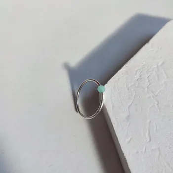 Prsten Prstýnkárna Minimalistický prstýnek s Amazonitem - AG 925 ≤ 0,5 g Velikost prstenu: 6 (51/52)