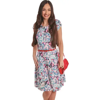 Dámské šaty Elegantní dámské šaty Katarina Leder-Pellice modrý vzor velikost 40