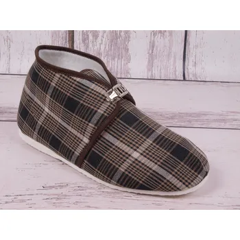 Pánské pantofle BOKAP 073 béžovošedé káro 46