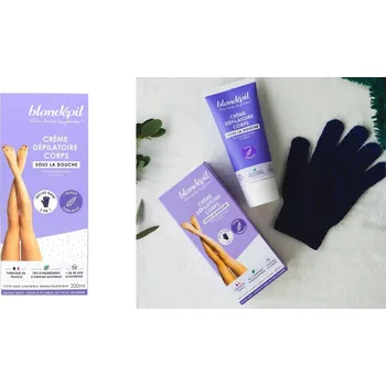 Sprchový gel Blondépil Crème Dépilatoire Corps set 200ml depilační krém na tělo + rukavice