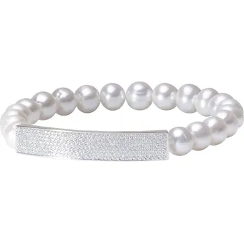 Náramek ANNA PERLY Elegantní náramek z bílých sladkovodních perel s kubickou zirkonií