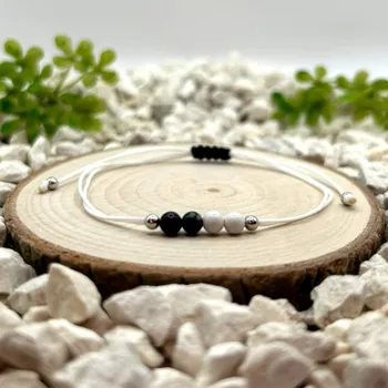 Náramek Certom Provázkový náramek obsidián vločkový magnezit 0314 bílá