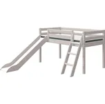 Flexa Zvýšená postel Flexa - Classic s šikmým žebříkem a skluzavkou (borovice šedá)