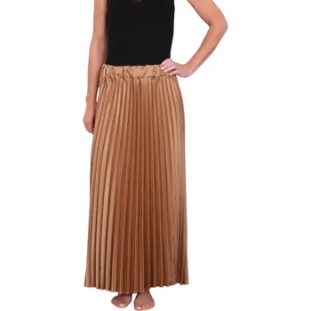 Dámská sukně Dlouhá saténová plisé sukně 25060 camel velikost M