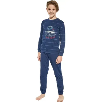 Chlapecké pyžamo Dlouhé pyžamo pro kluky Cornette Kids Follow me navy velikost 110/116