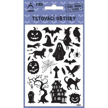 Odstranitelné tetování Černé PIKO tetovací obtisky - helloween dýně
