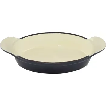 Litinová pánev smaltovaná ovál 21 x 15 cm ocelově modrá (ocelově modrá litinová, smaltovaná pánev nabízí estetický vzhled a praktické vlastnosti)