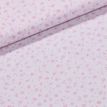 Bavlněná česká látka šíře 160cm - růžová kytička na bílé (50cm)